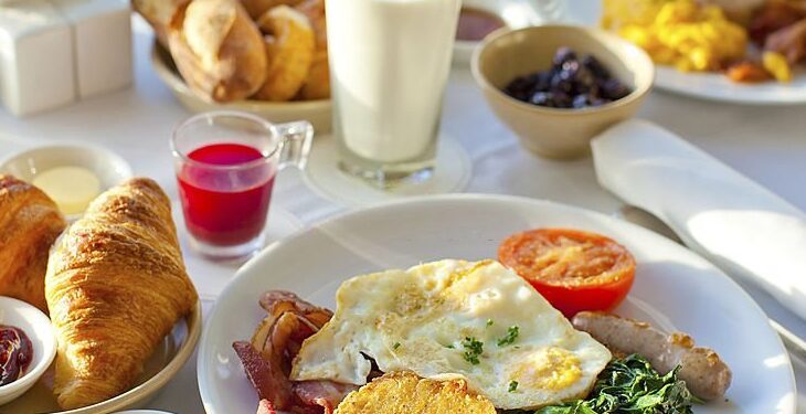 delicious breakfast for two at the luxury hotel
